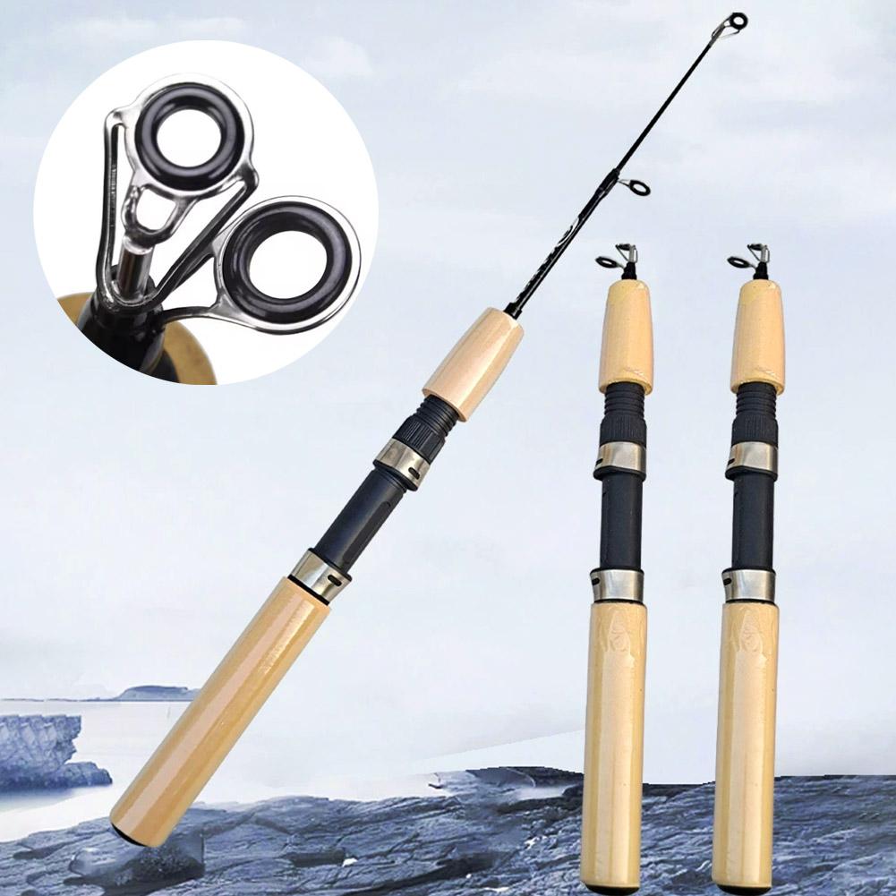 Ice Fishing Tip Up - ミニアイスフィッシングロッド ポータブルカーボンファイバー 冬用釣り竿 55/65/75cm 超短ソリッドチップ 釣り道具