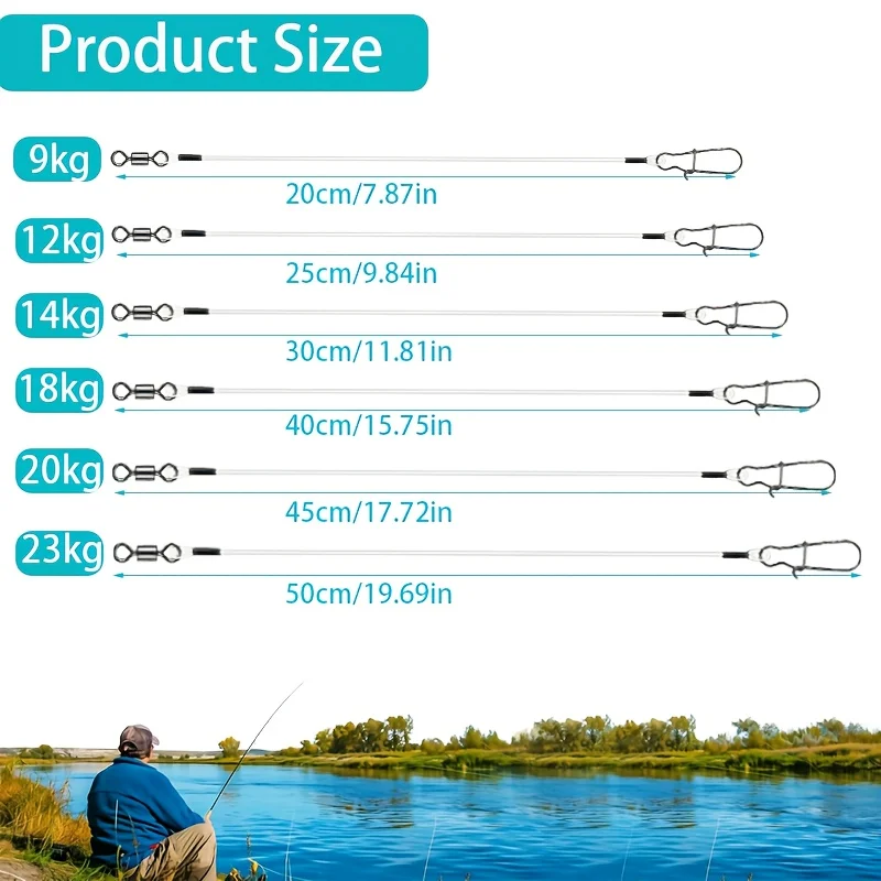 15本入りフロロカーボンワイヤーリーダー 釣り用 - バス、 - Ice Fishing Tip Up のレビューと価格