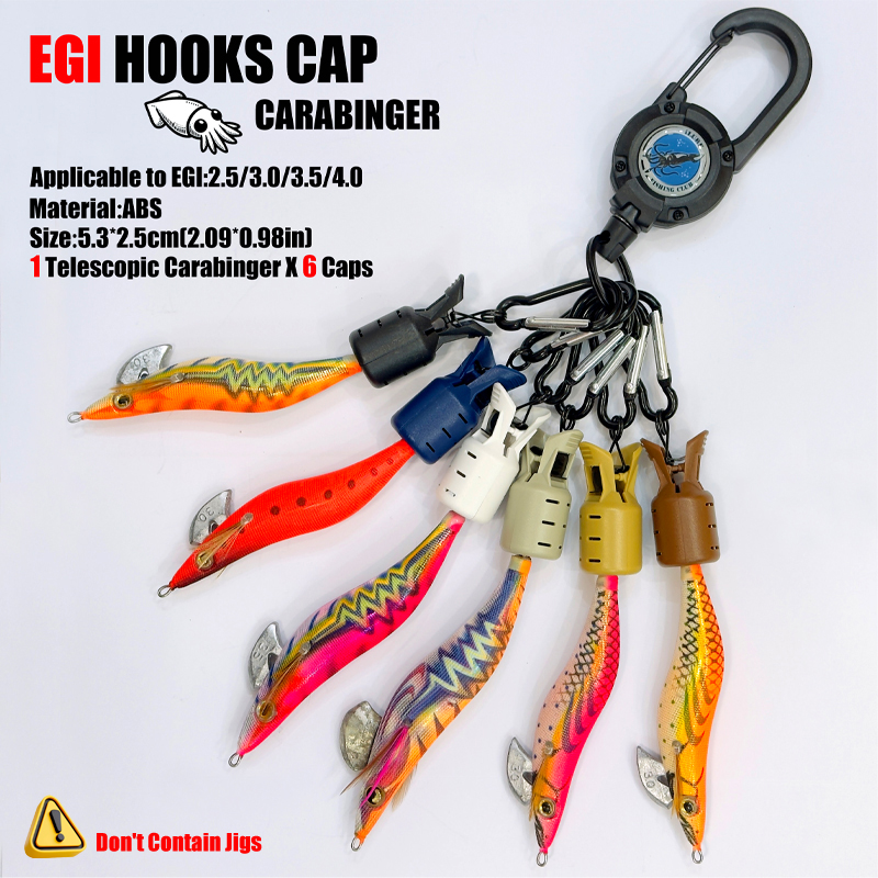 イカジグフックキャップとカラビナ釣りアクセサリーベイトプロテ - Fishing Equipment Carp のレビューと価格