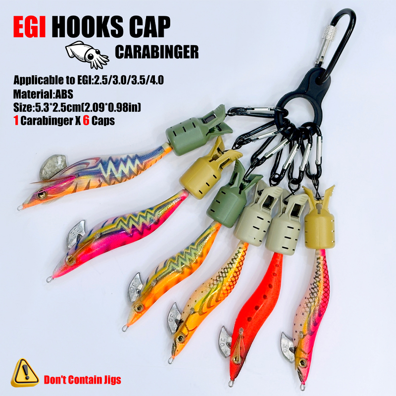 イカジグフックキャップとカラビナ釣りアクセサリーベイトプロテ - Fishing Equipment Carp のレビューと価格