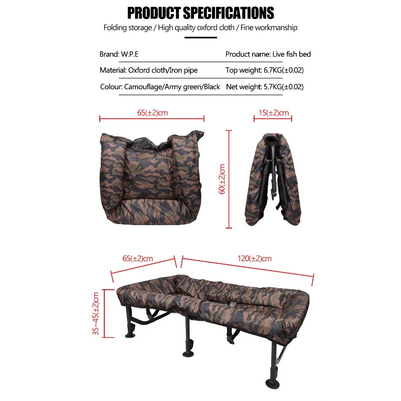 オックスフォード布製スチールパイプ120cm長さ調整可能脚付 - Fishing Equipment Carp のレビューと価格