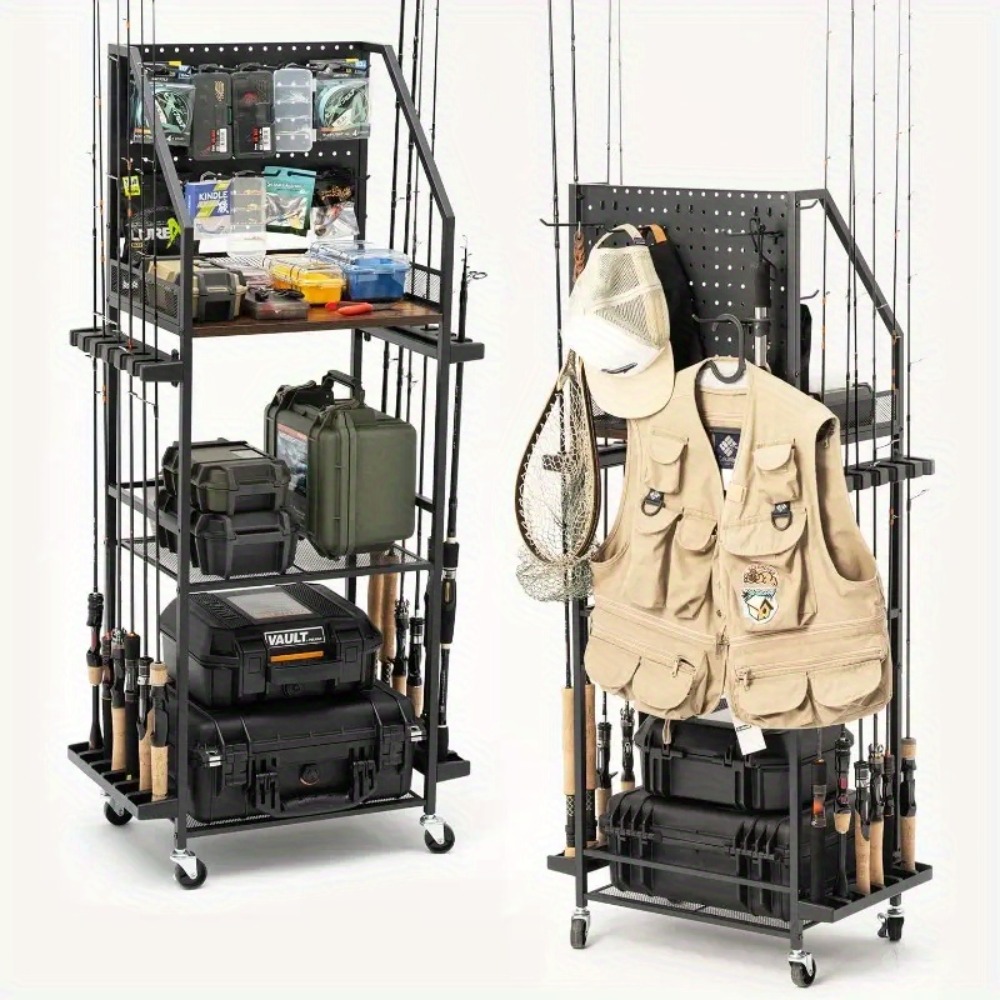 ガレージ用釣り竿ホルダー、ペグボードフック付き12本用釣り竿 - Fishing Equipment Carp のレビューと価格