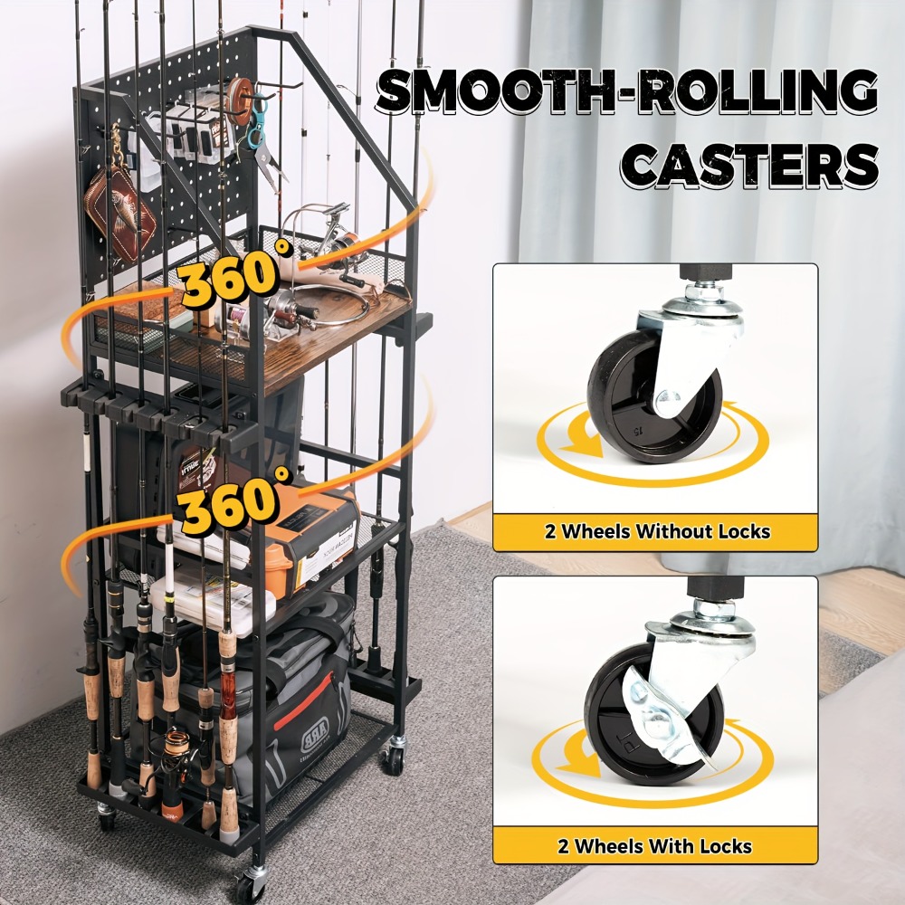 ガレージ用釣り竿ホルダー、ペグボードフック付き12本用釣り竿 - Fishing Equipment Carp のレビューと価格